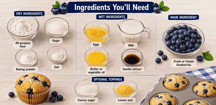Ingredients You'll Need (Blueberry Muffins) j