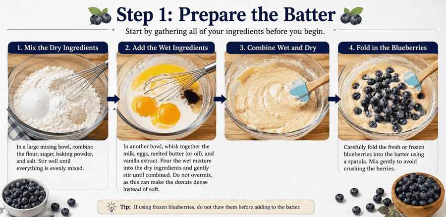 Step 1 - Prepare the Batter (Blueberry Donuts) j