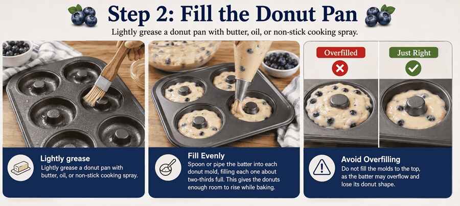 Step 2- Fill the Donut Pan (Blueberry Donuts) j