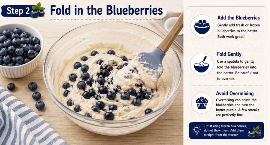 Step 2 - Fold in the Blueberries (Blueberry Muffins) j