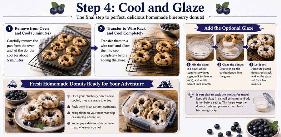 Step 4 - Cool and Glaze (Blueberry Donuts) j